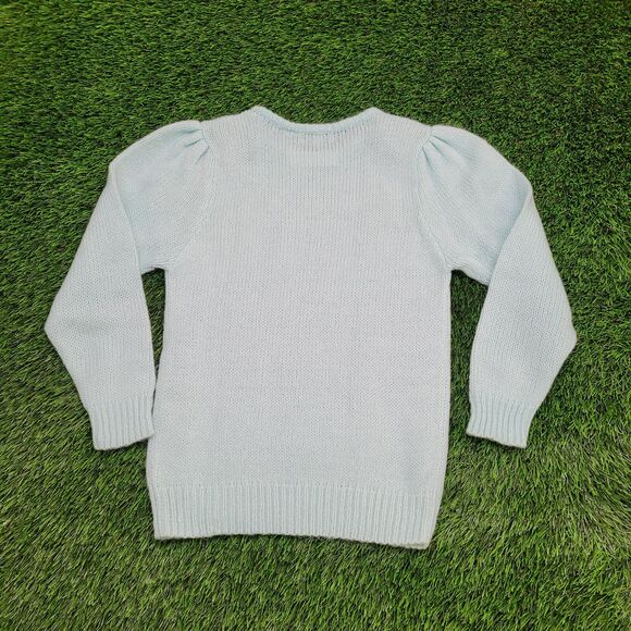 Vintage Flower Sweater Womens XS 16x25 Blue-Green - Picture 3 of 12